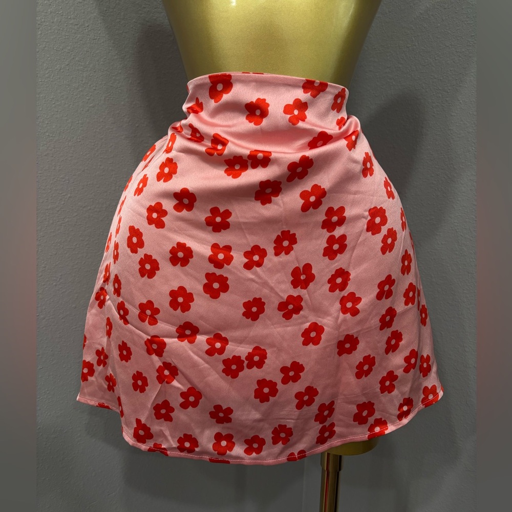 Pink Floral Mini Skirt